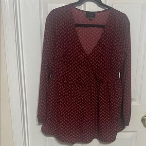 Lumiere Deep Red Patterned Blouse